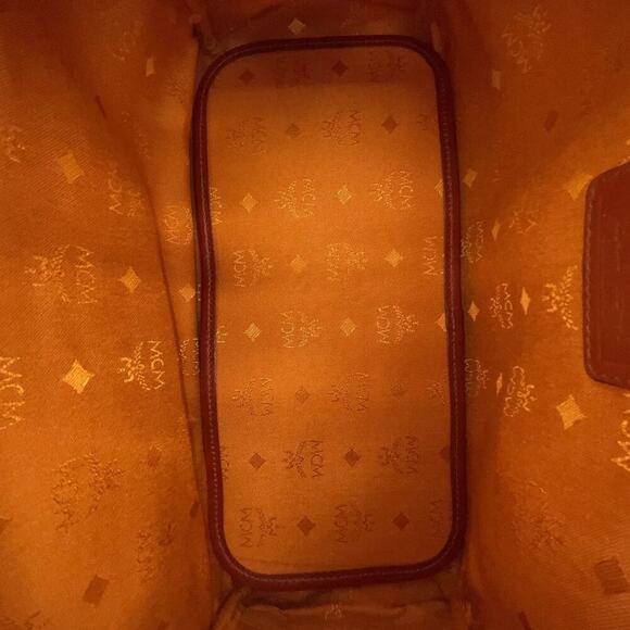 MCM Vintage Visetos Monogram Canvas Toiletry Barrel Bag Nappa Leather Trim - Picture 13 of 16